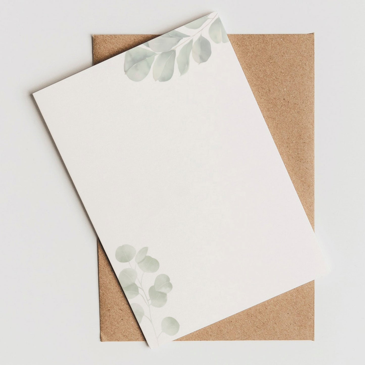 Briefpapier Set "Eukalyptus" + passende Umschläge