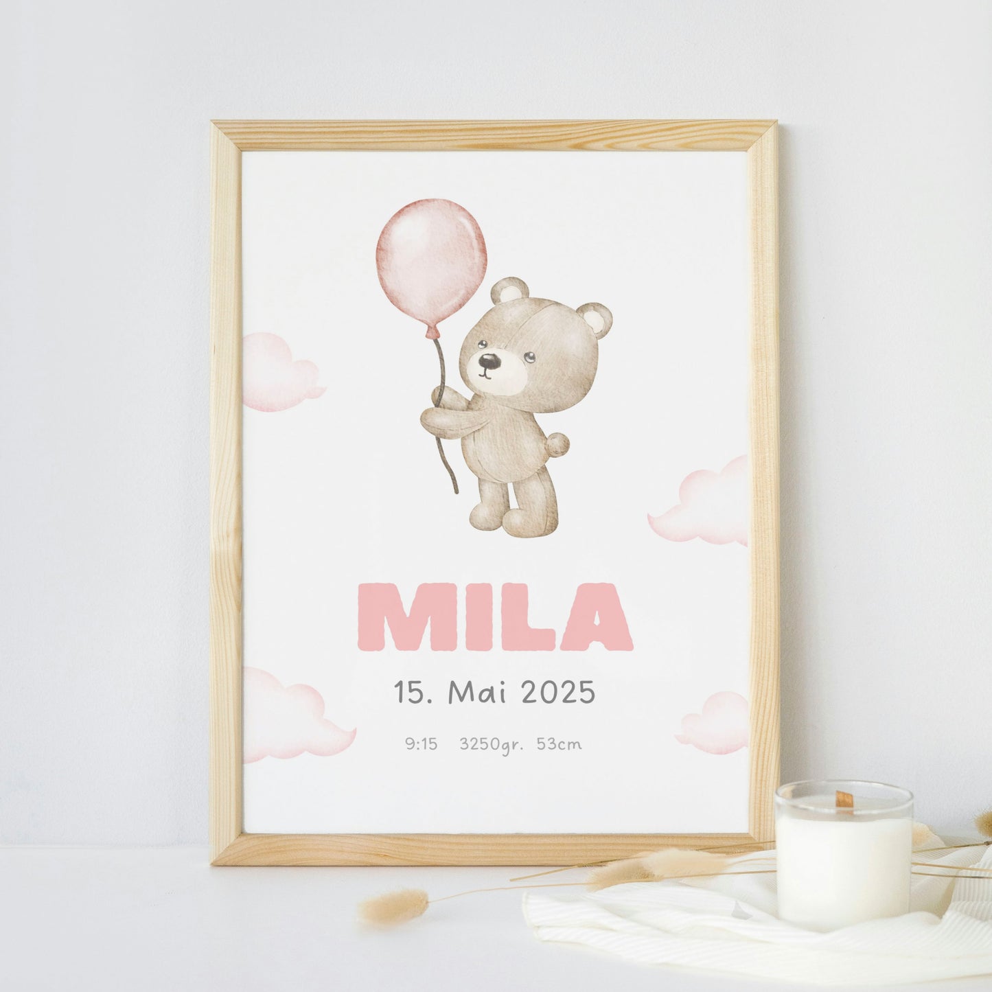 Personalisiertes Poster: Geburtsposter mit Kindername