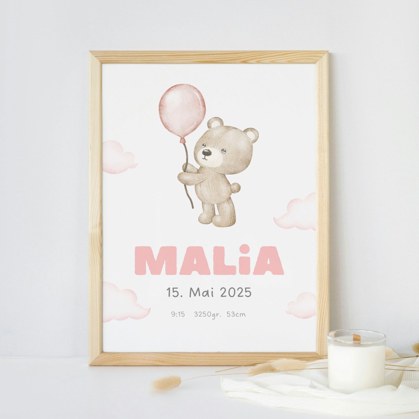 Personalisiertes Poster: Geburtsposter mit Kindername