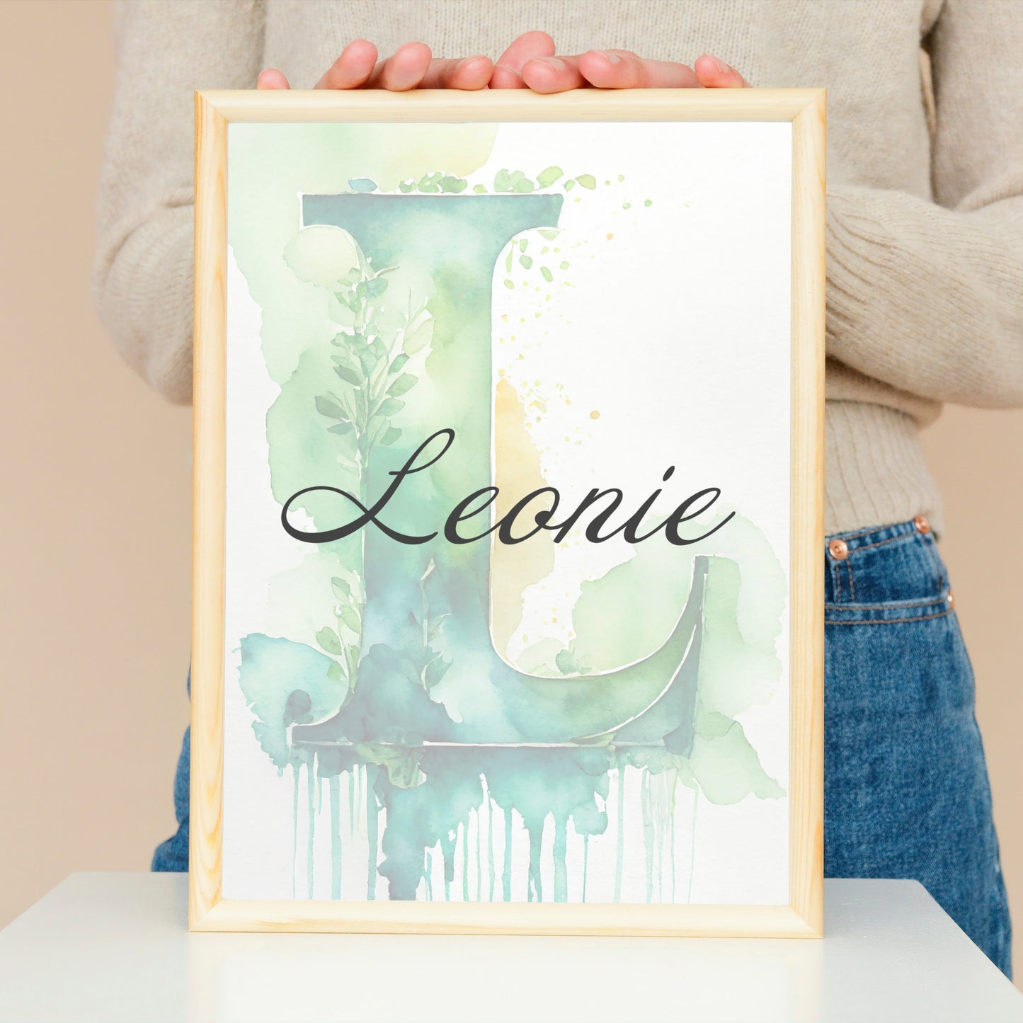 Personalisiertes Poster: Namensbild mit Buchstaben im Aquarell Look
