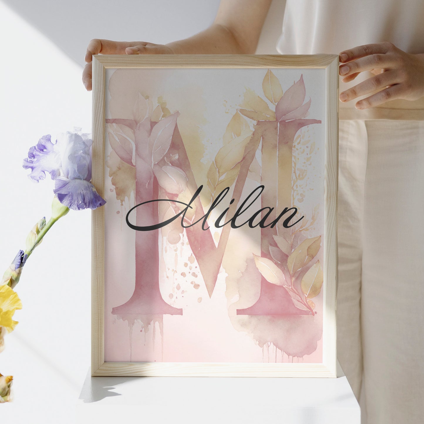 Personalisiertes Poster: Namensbild mit Buchstaben im Aquarell Look