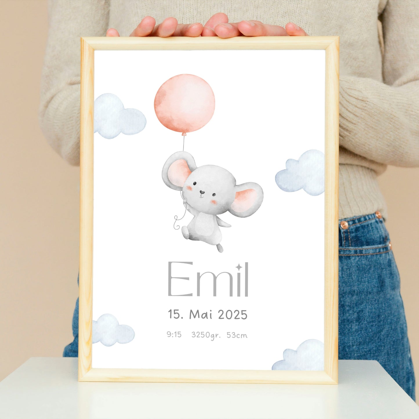 Personalisiertes Poster: Geburtsposter mit Kindername