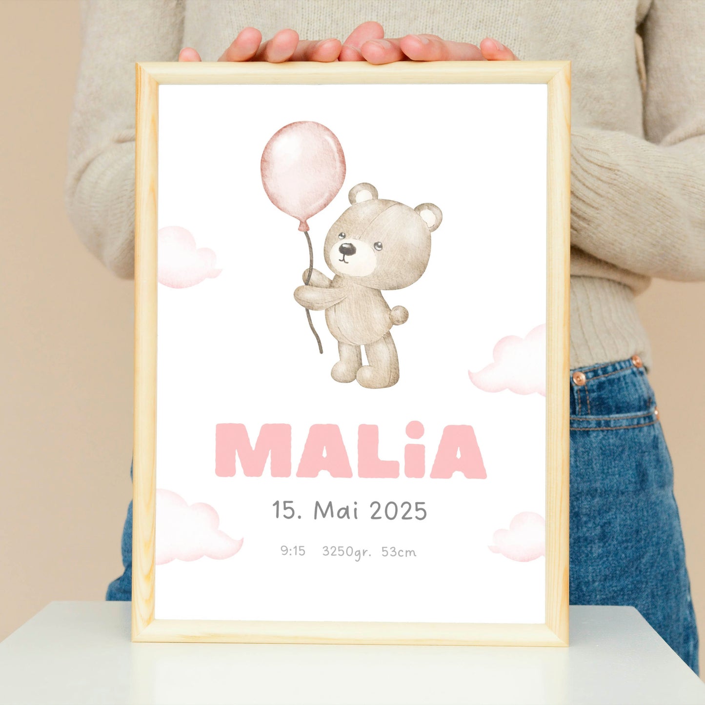 Personalisiertes Poster: Geburtsposter mit Kindername