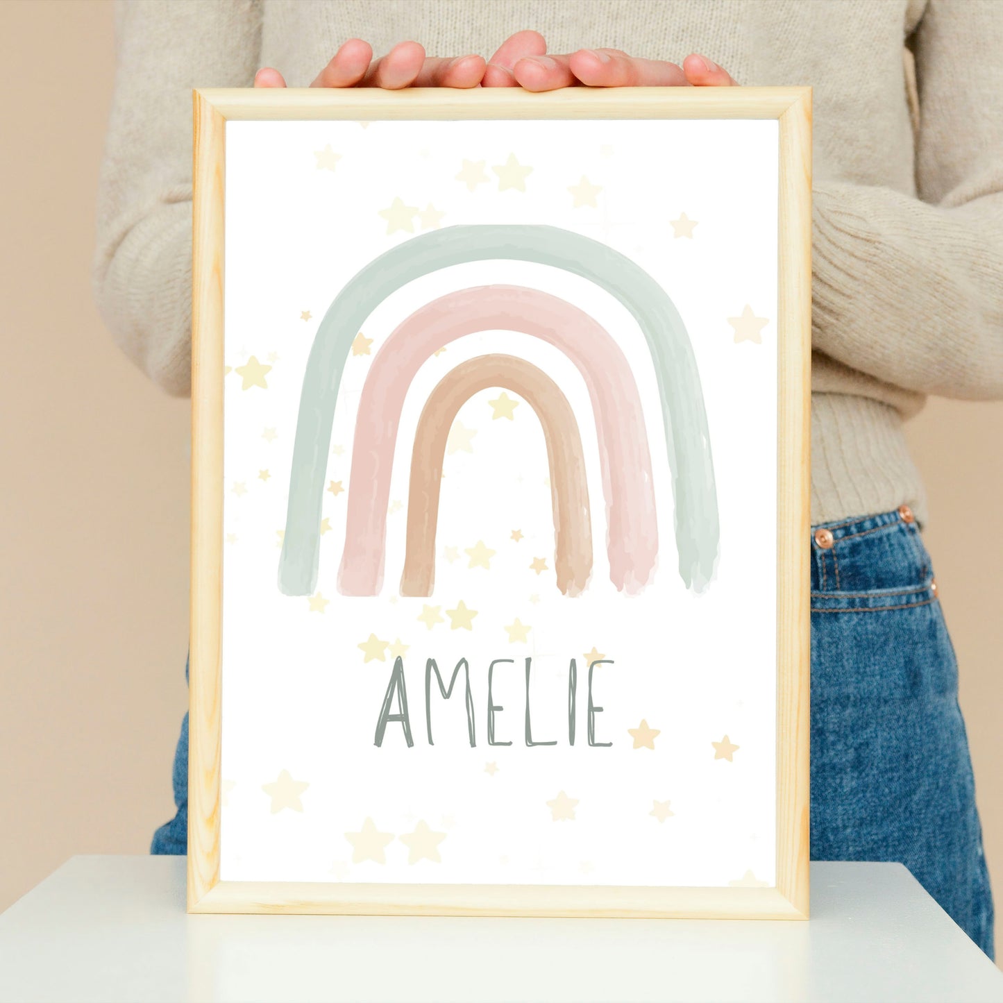 Personalisiertes Poster: Geburtsposter Regenbogen mit Kindername