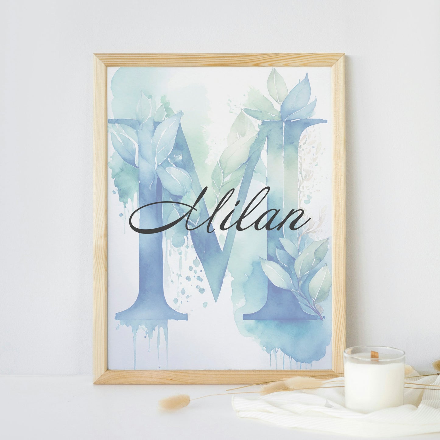 Personalisiertes Poster: Namensbild mit Buchstaben im Aquarell Look