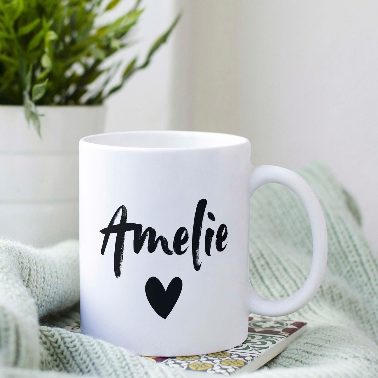 Personalisierbare Tasse: Name mit Herz