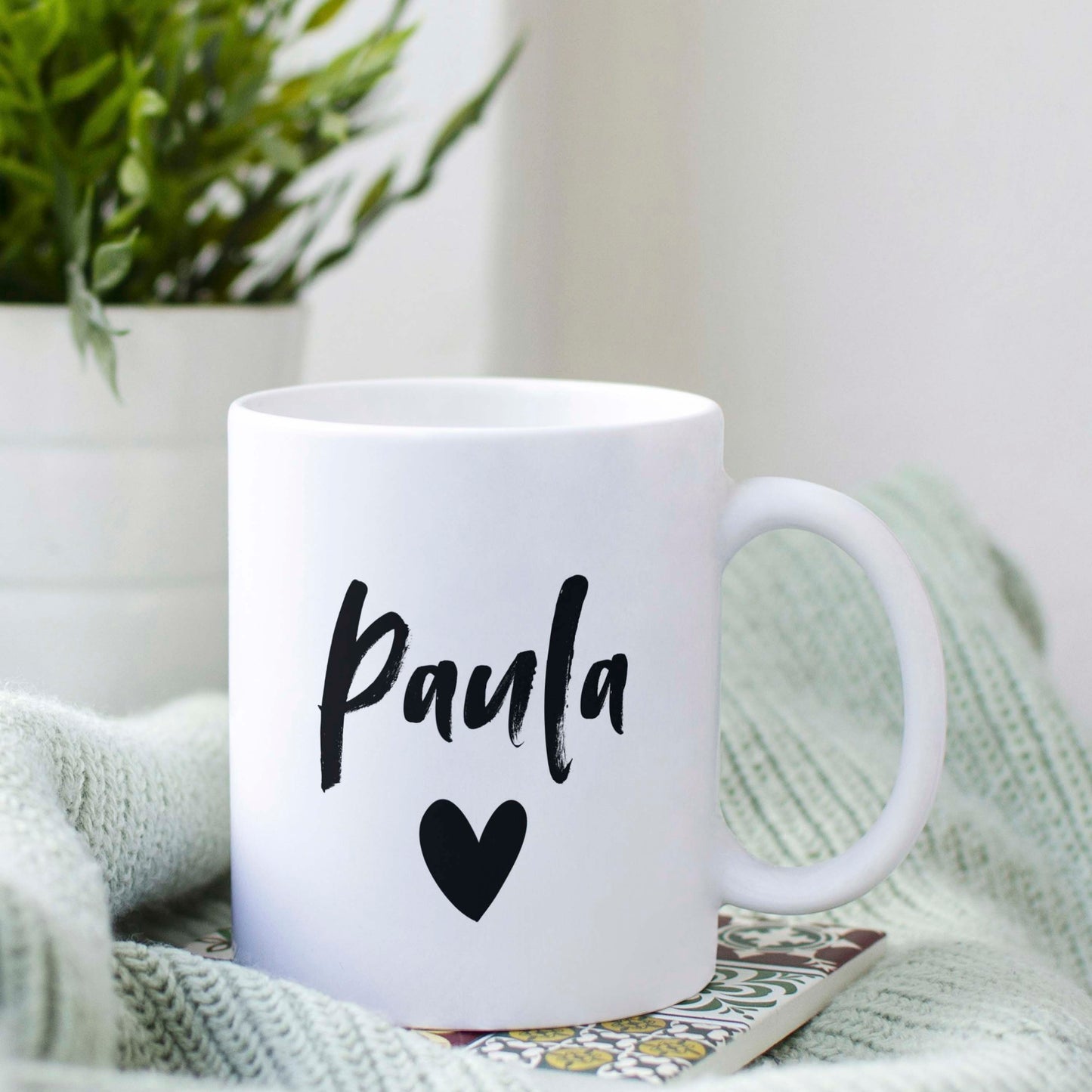 Personalisierbare Tasse: Name mit Herz