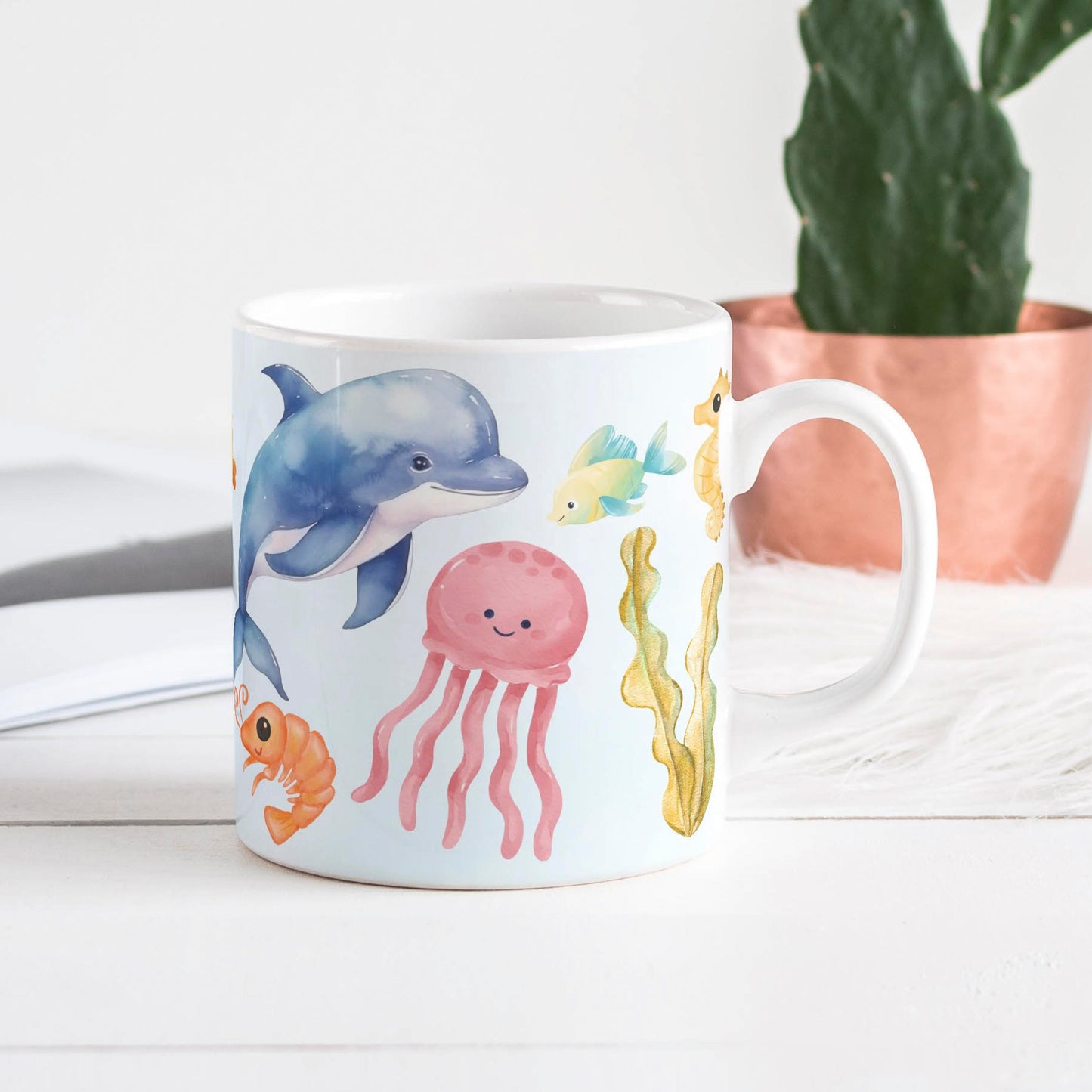 Tasse: Korallenriff mit Meerestieren