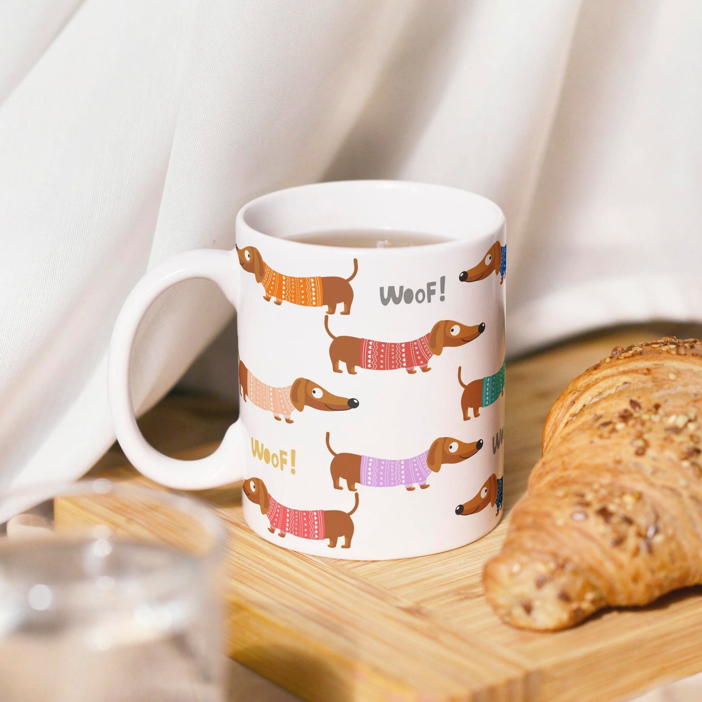 Tasse: bunte Dackel mit Pulli