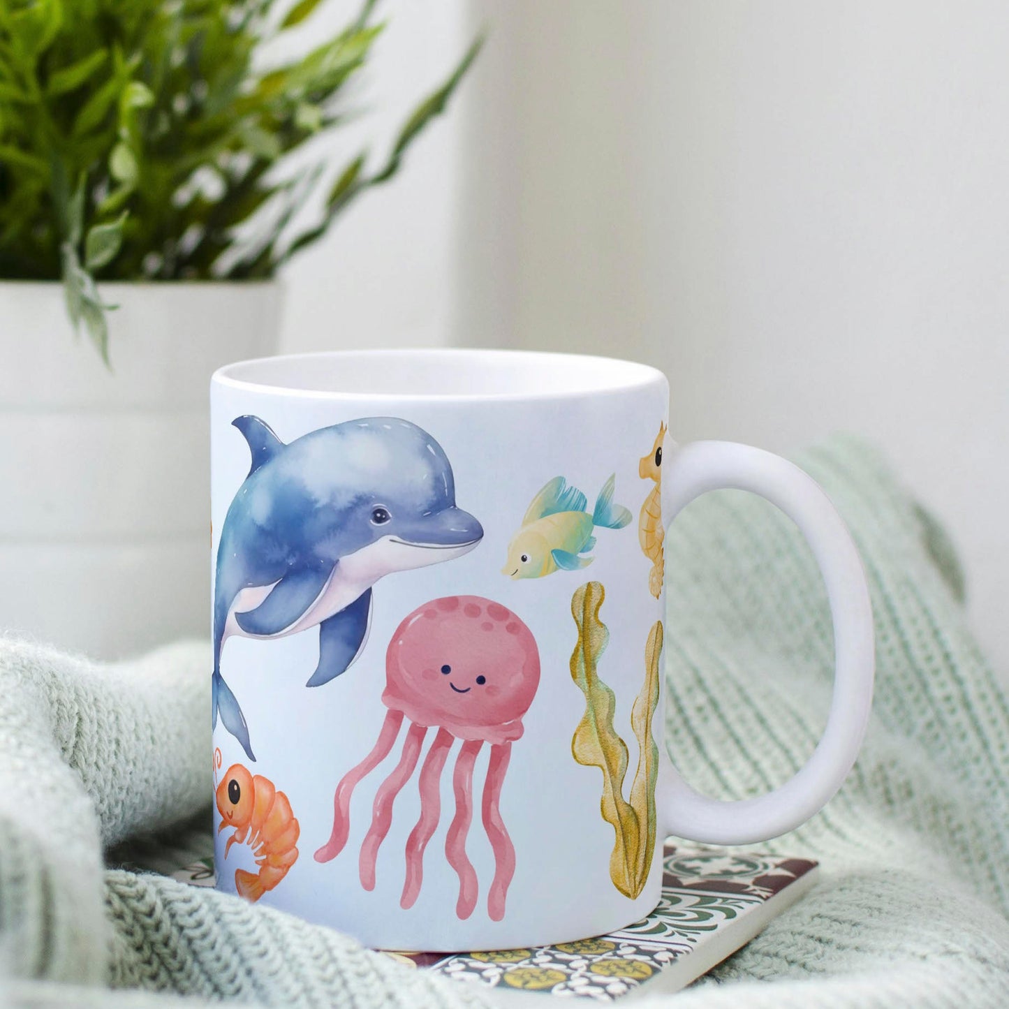 Tasse: Korallenriff mit Meerestieren