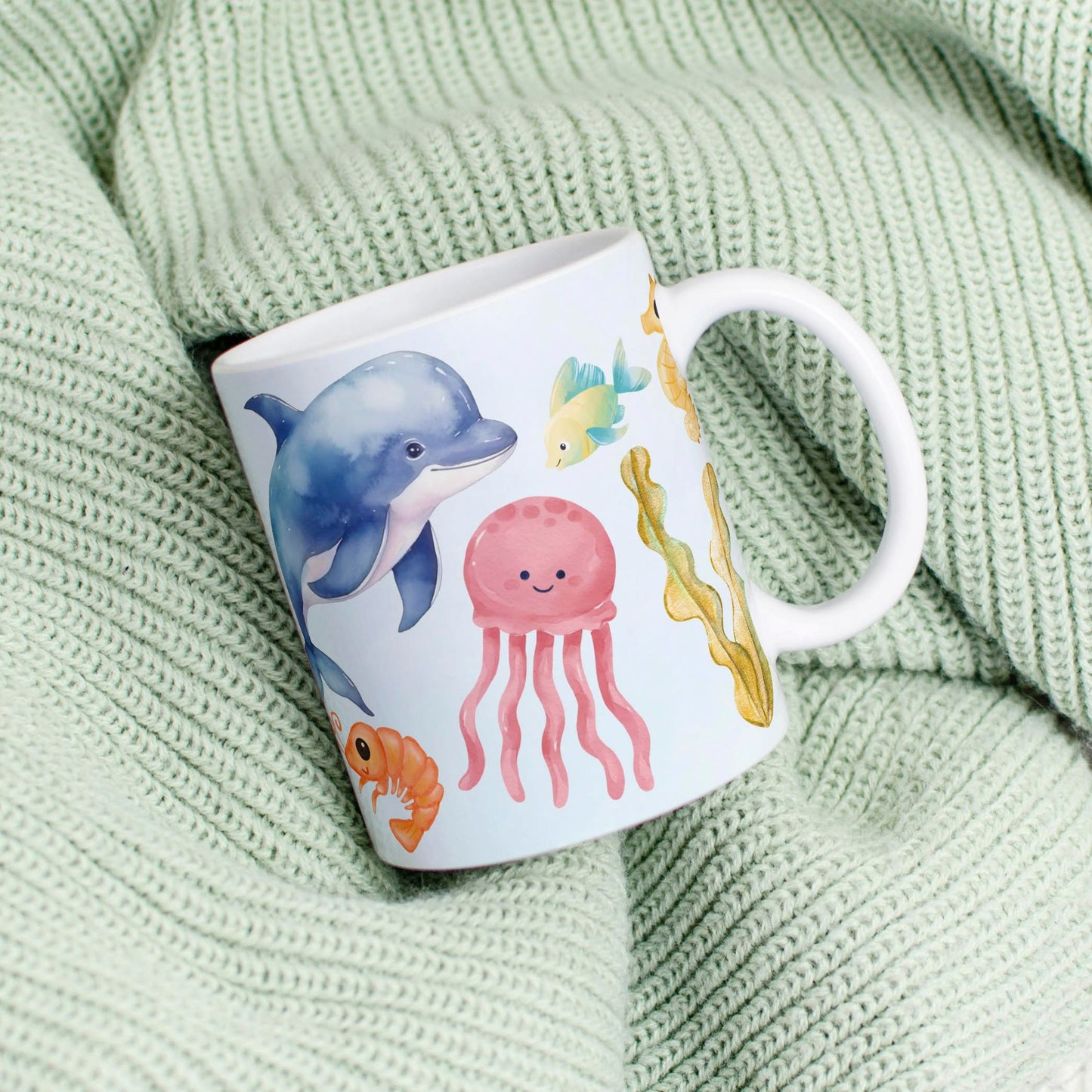 Tasse: Korallenriff mit Meerestieren
