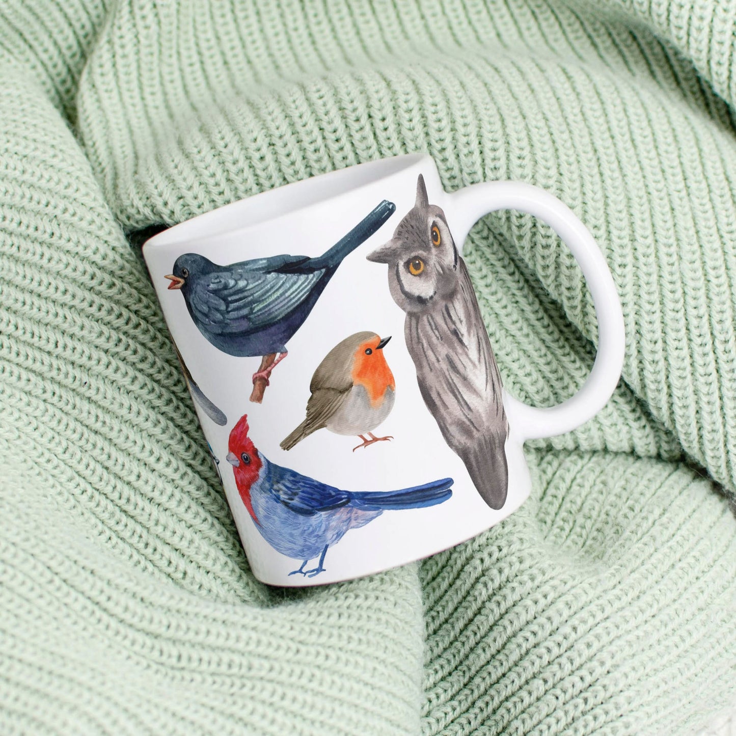 Tasse: Bunte Singvögel