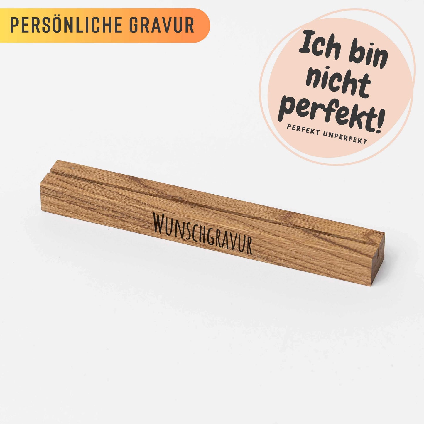 Fotohalter aus Eichenholz, 1 Reihe, 20cm, PERFEKT UNPERFEKT
