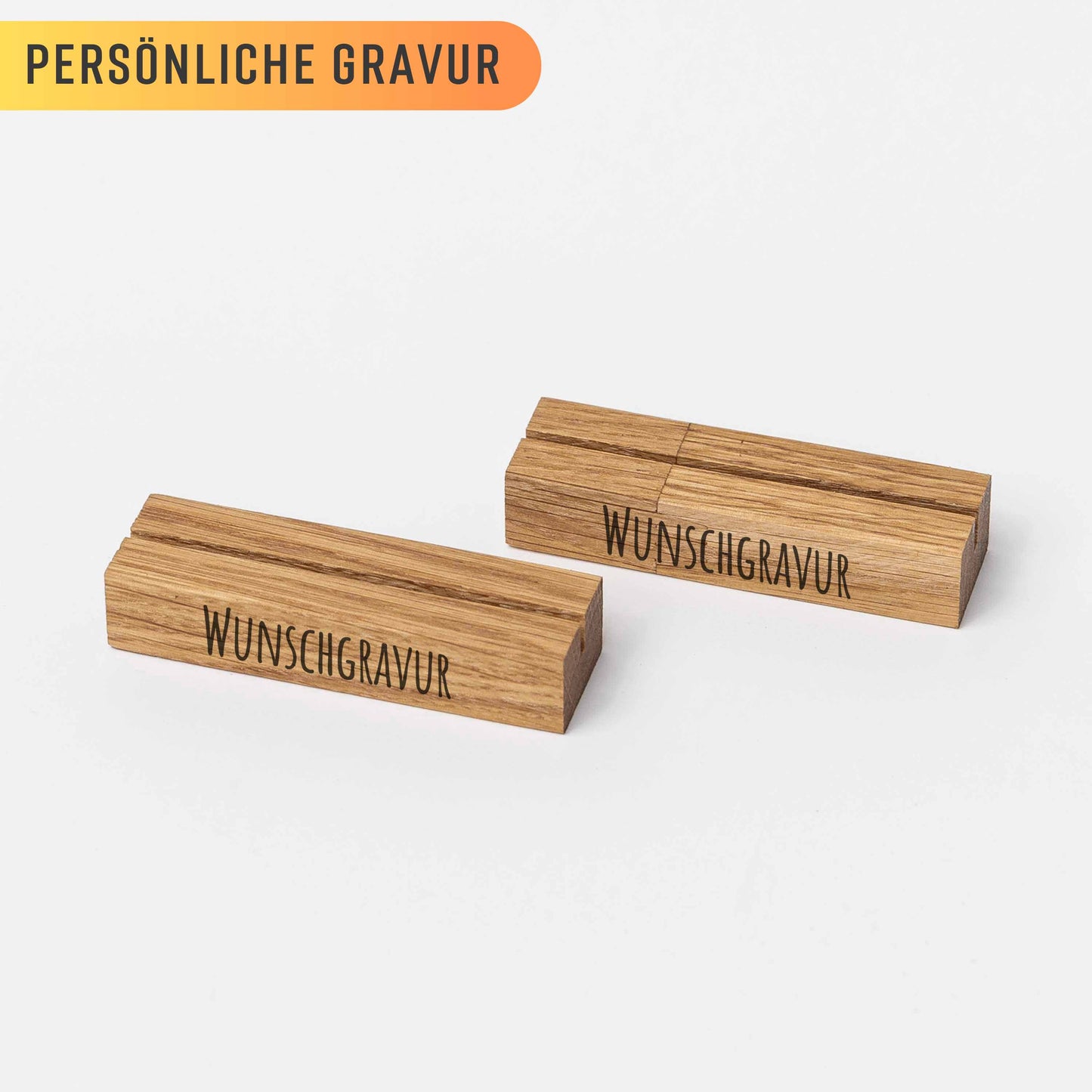 Doppelpack Fotohalter aus Eichenholz, 9cm