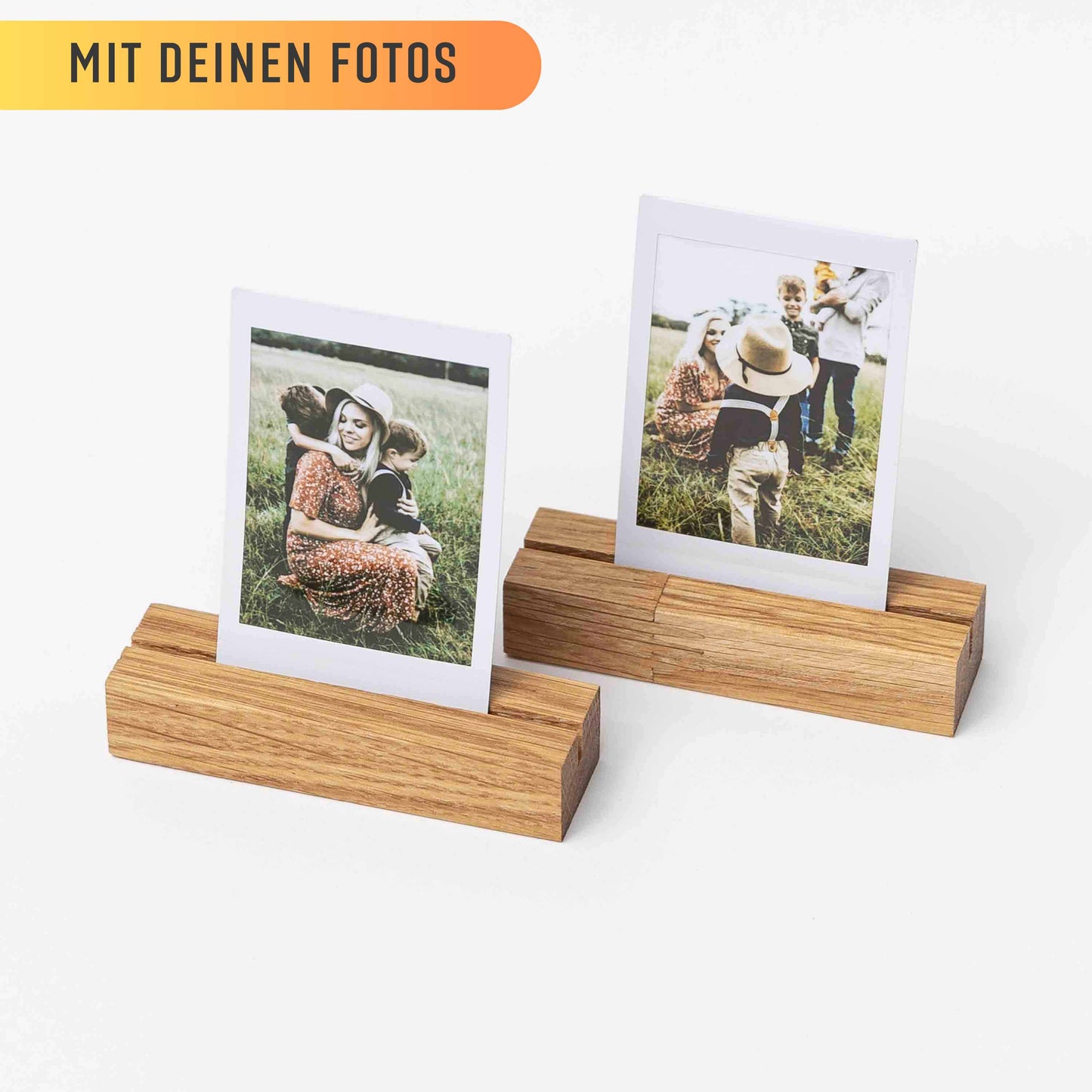 Doppelpack Fotohalter aus Eichenholz, 9cm