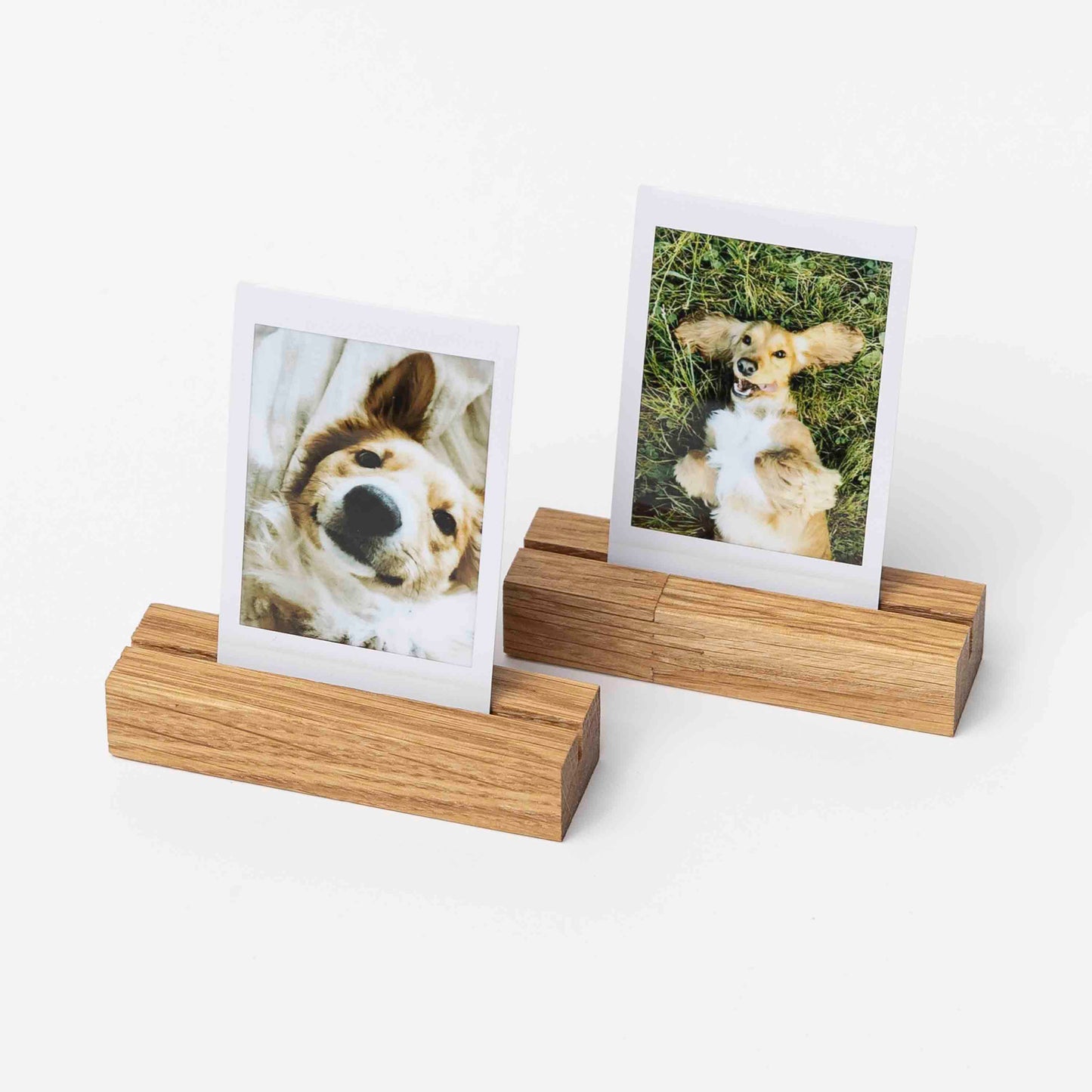 Doppelpack Fotohalter aus Eichenholz, 9cm