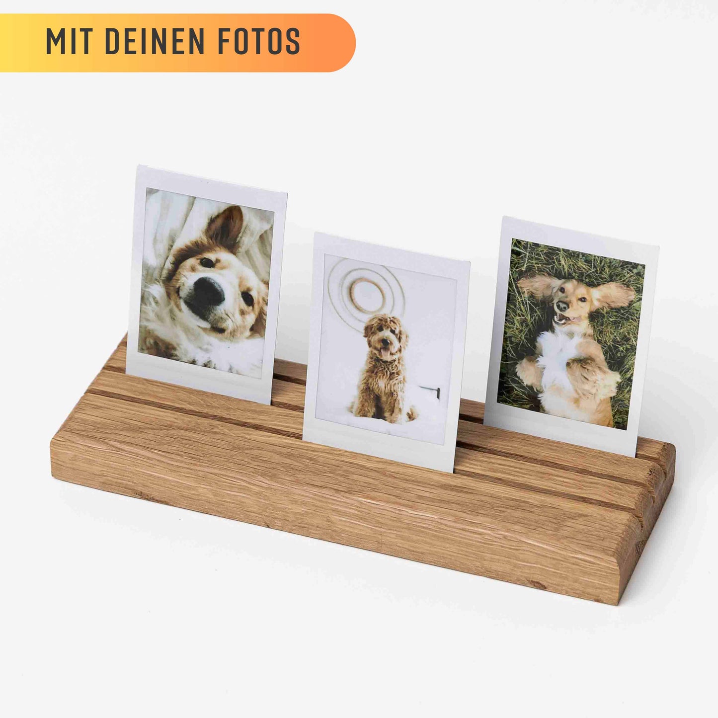 Fotohalter aus Eichenholz, DELUXE Serie, 20cm, 3 Reihen