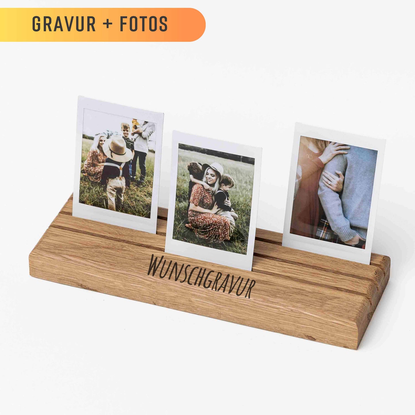 Fotohalter aus Eichenholz, DELUXE Serie, 20cm, 3 Reihen