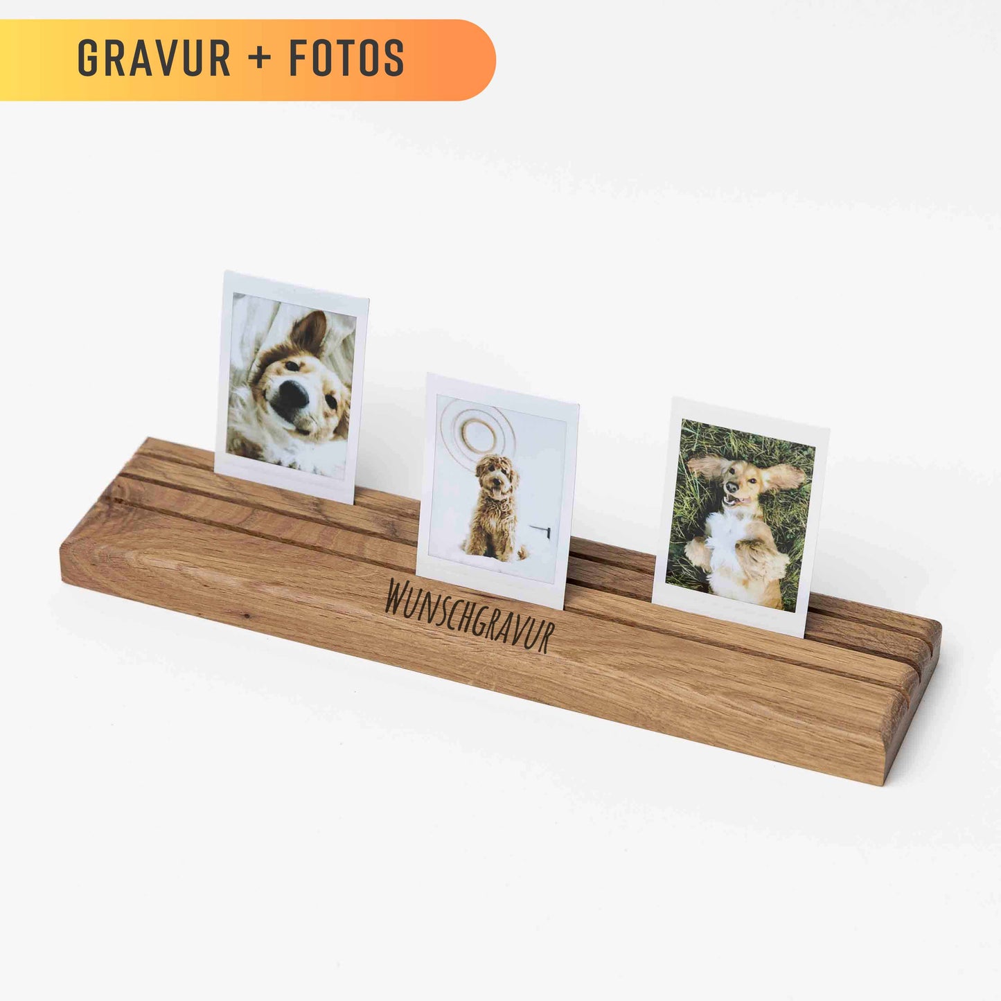 Fotohalter aus Eichenholz, DELUXE Serie, 30cm, 3 Reihen