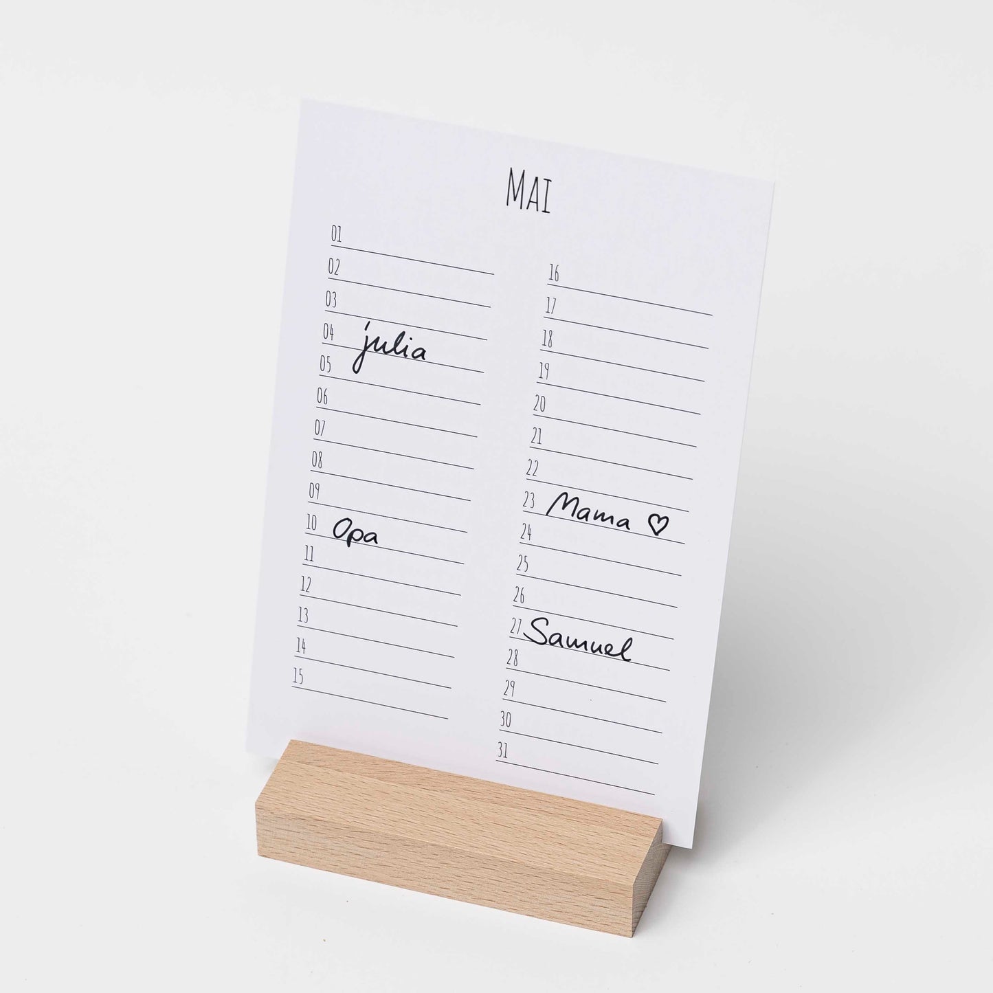 Geburtstagskalender mit Holzständer