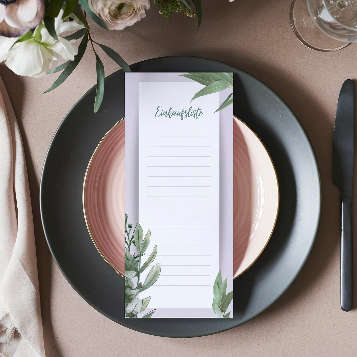 Einkaufsliste im Kräuterdesign