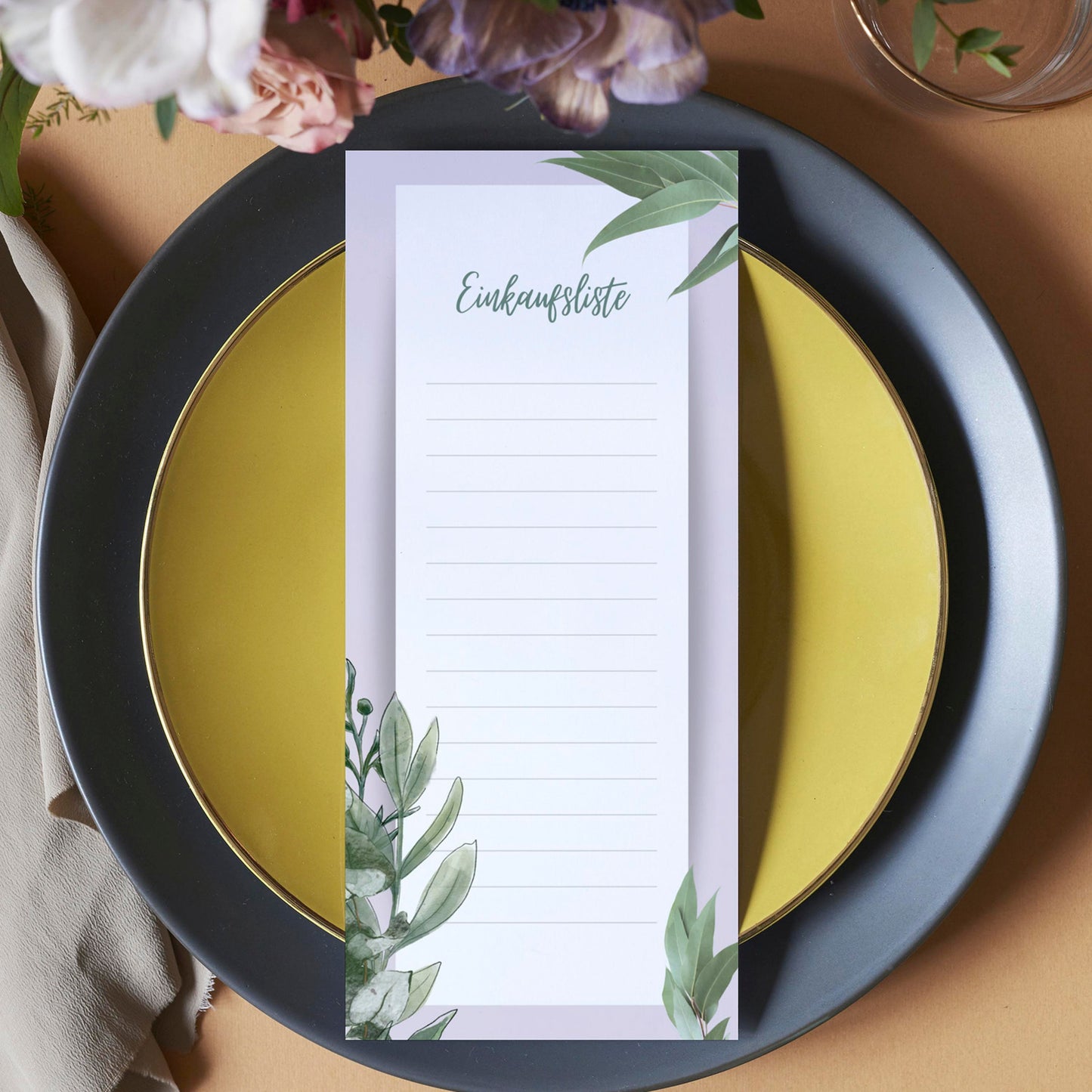 Einkaufsliste im Kräuterdesign