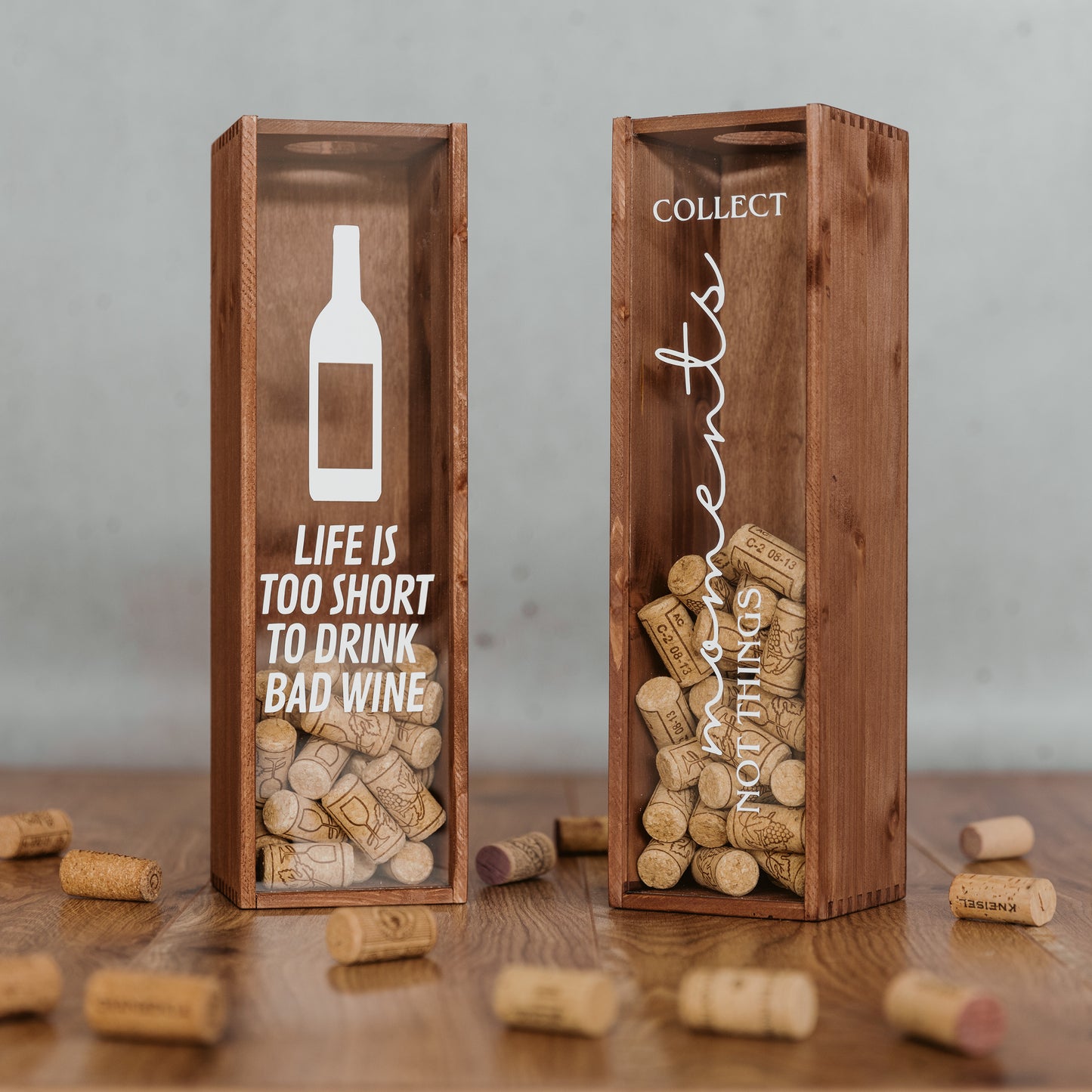 Korkensammler Box, Weinkiste mit individuellem Aufdruck
