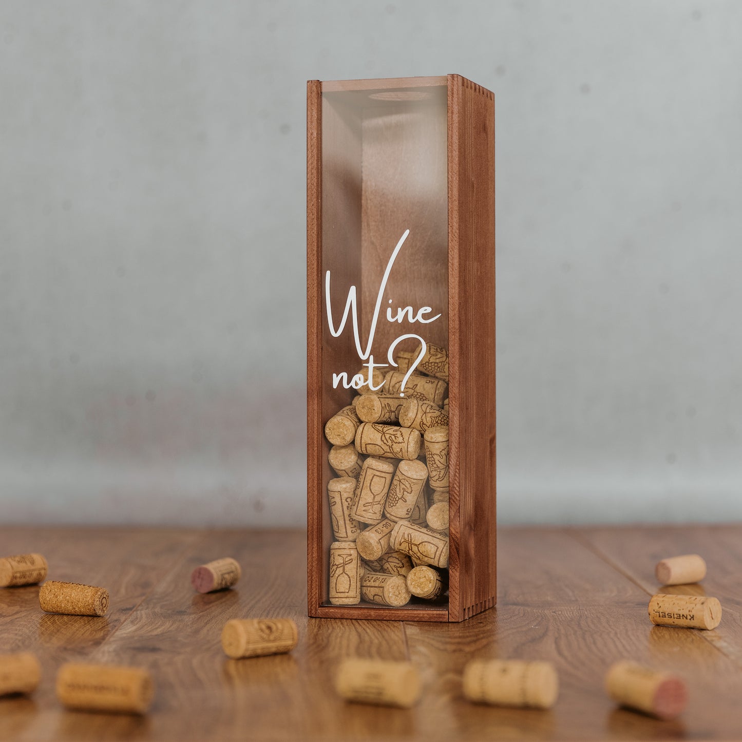 Korkensammler Box, Weinkiste mit individuellem Aufdruck