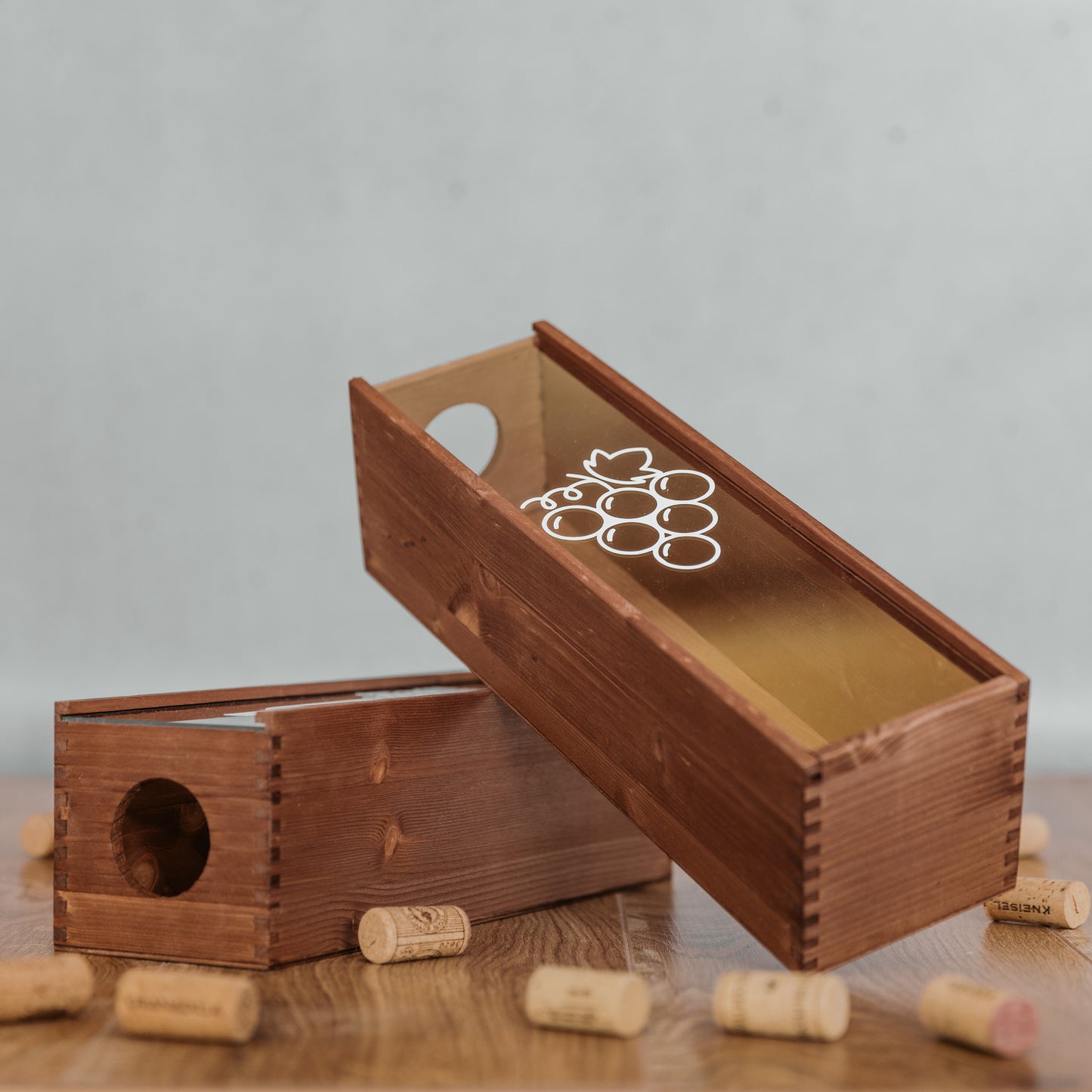 Korkensammler Box, Weinkiste mit individuellem Aufdruck