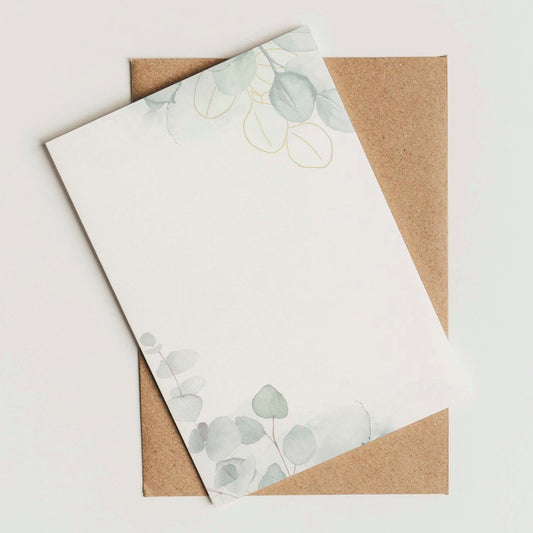Briefpapier Set "Eukalyptus Aquarell" + passende Umschläge