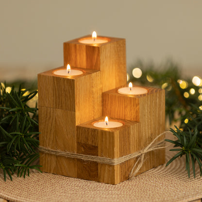 Adventskranz aus Holz, Kerzenständer