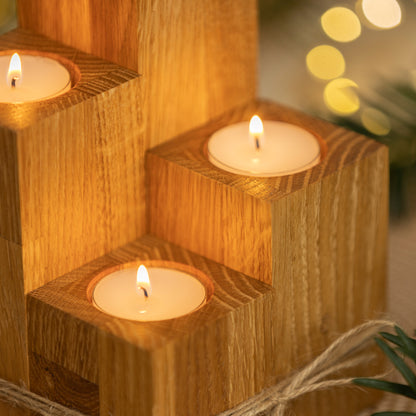 Adventskranz aus Holz, Kerzenständer