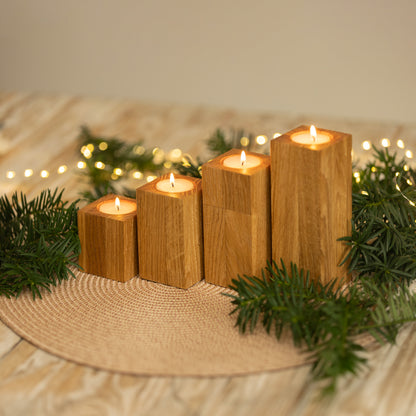 Adventskranz aus Holz, Kerzenständer