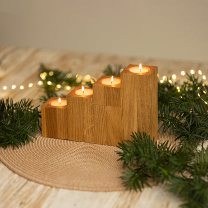 Adventskranz aus Holz, Kerzenständer