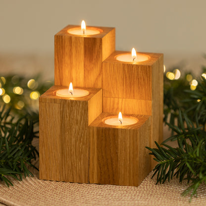 Adventskranz aus Holz, Kerzenständer