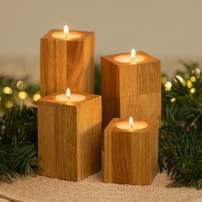 Adventskranz aus Holz, Kerzenständer
