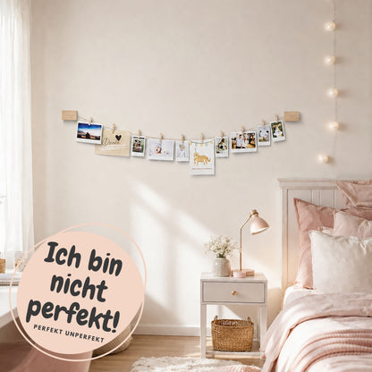 Bilderleine mit Wäscheklammern, 100cm Länge, PERFEKT UNPERFEKT