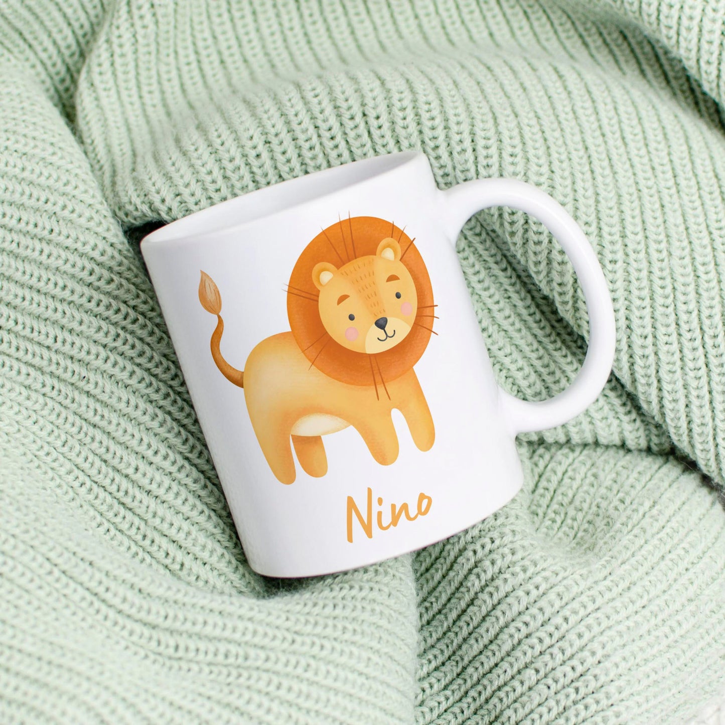 Personalisierbare Kindertasse: Tiermotiv + Kindername