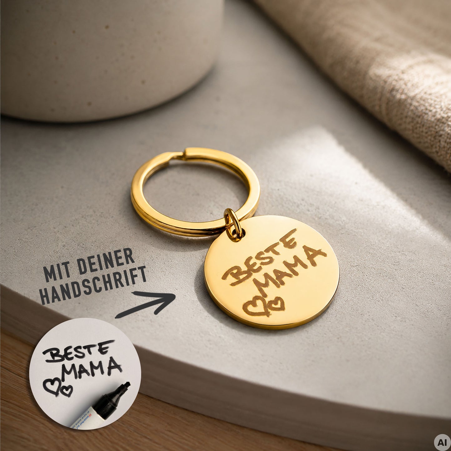 Personalisierter Schlüsselanhänger mit Deiner Handschrift als Gravur