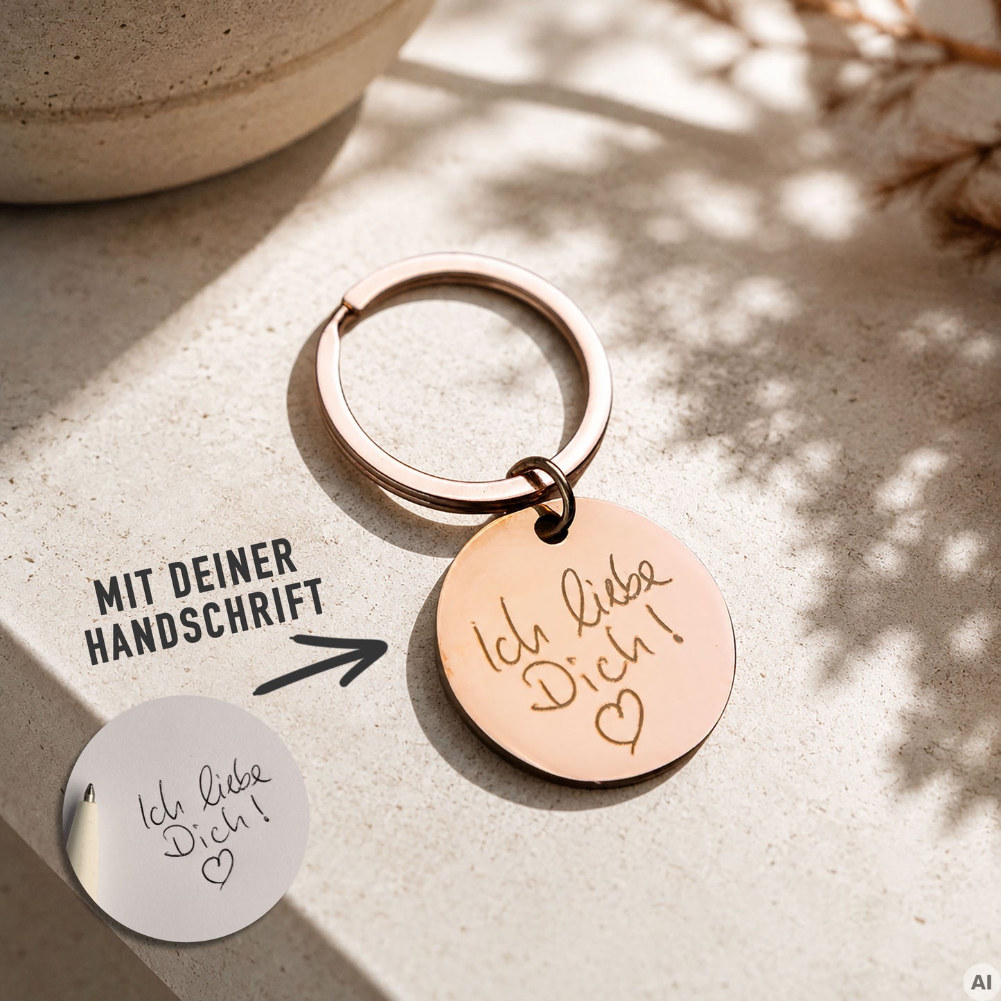 Personalisierter Schlüsselanhänger mit Deiner Handschrift als Gravur