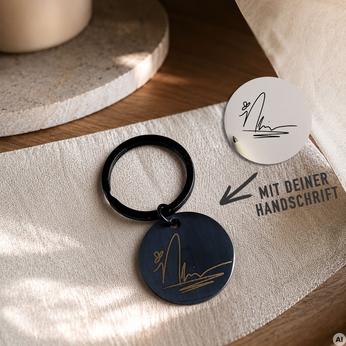 Personalisierter Schlüsselanhänger mit Deiner Handschrift als Gravur