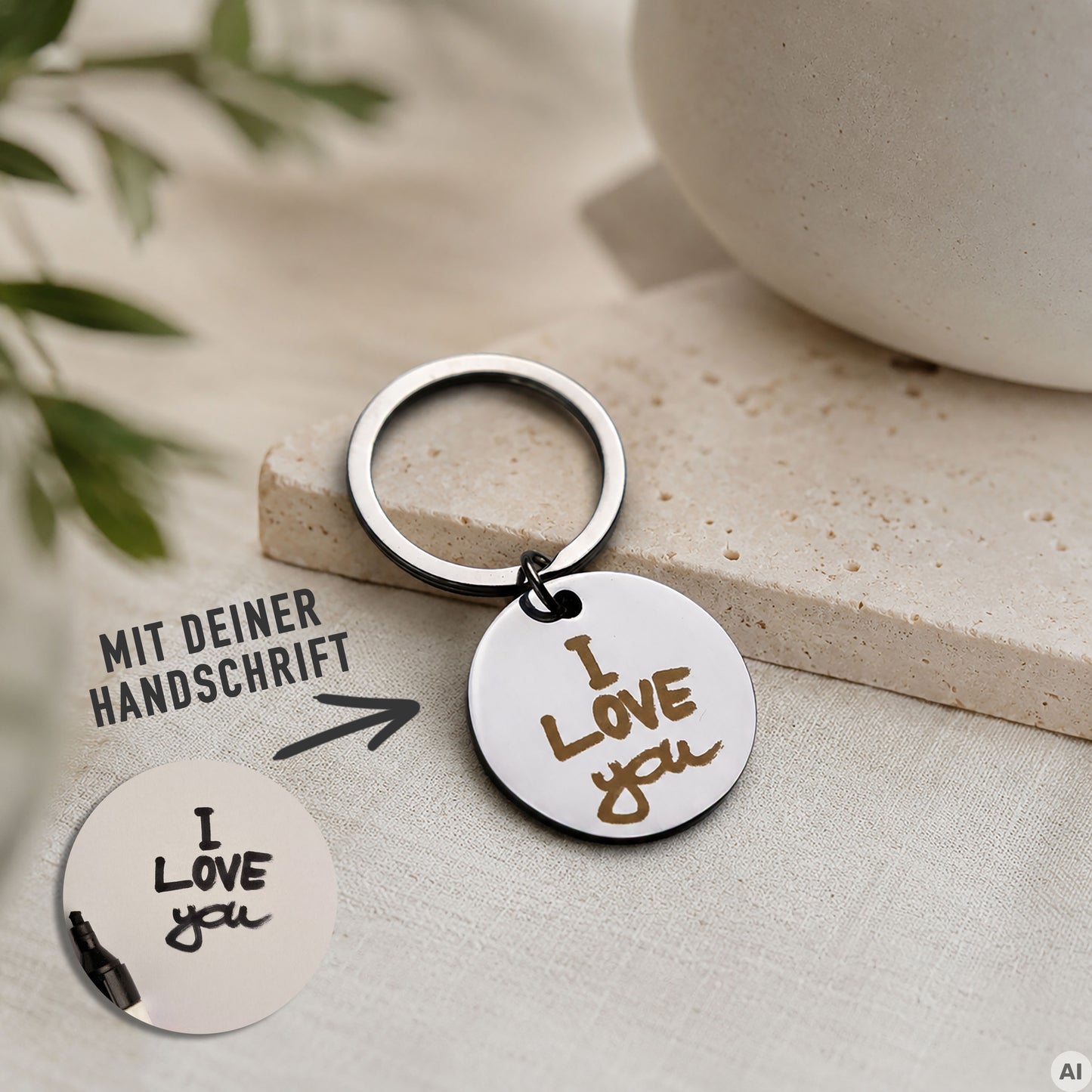 Personalisierter Schlüsselanhänger mit Deiner Handschrift als Gravur