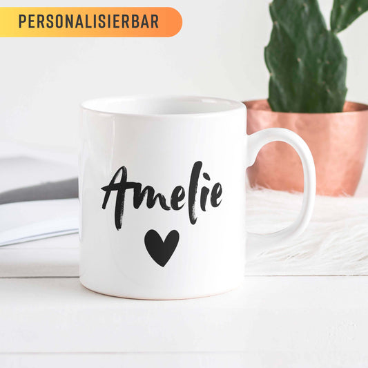 Personalisierbare Tasse: Name mit Herz