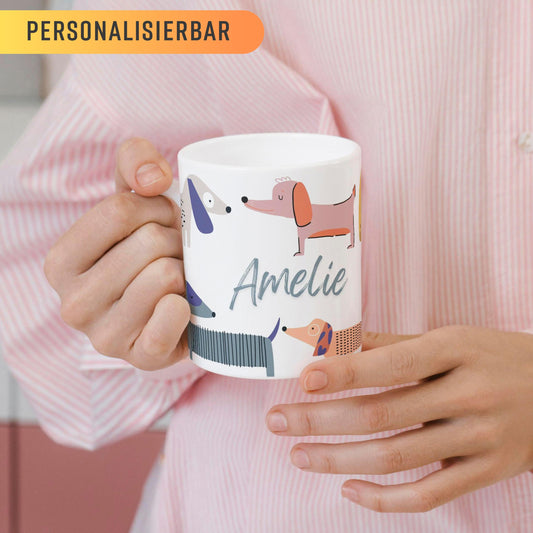 Personalisierbare Tasse: bunte Hunde 🐶
