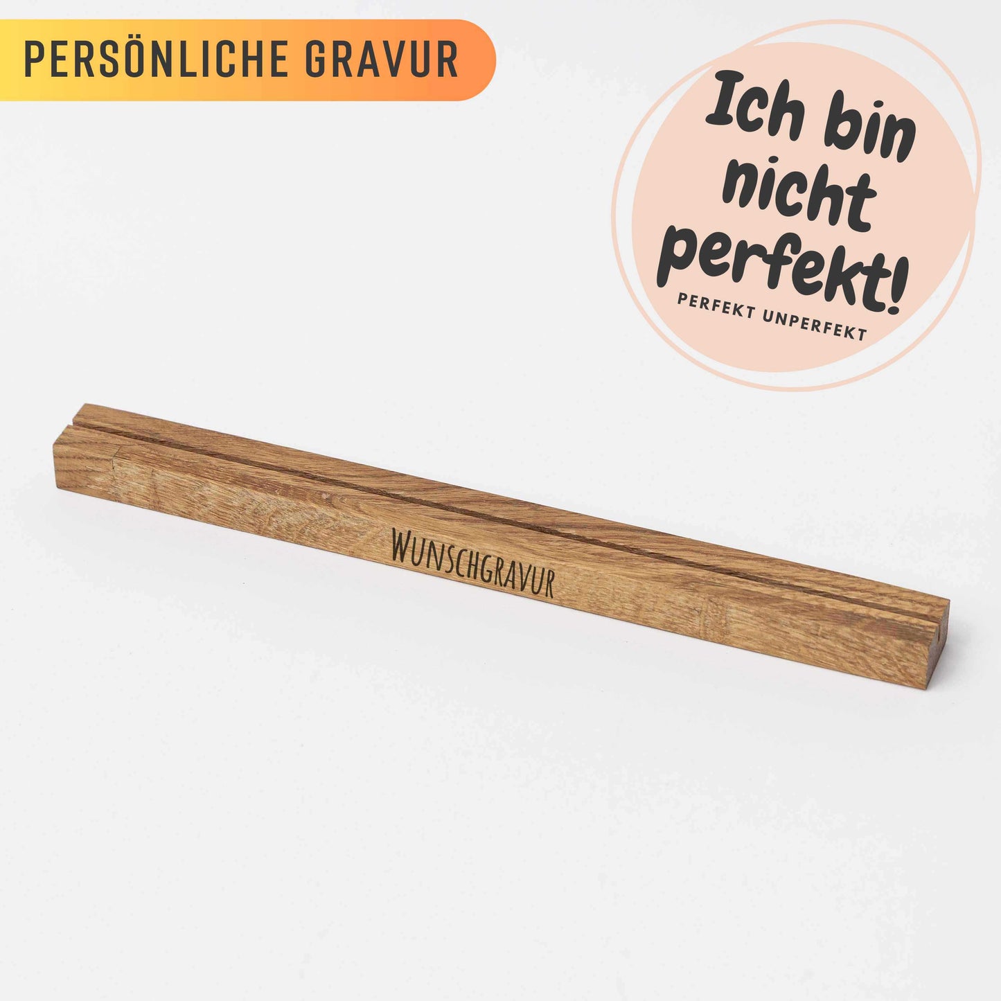 Fotohalter aus Eichenholz, 1 Reihe, 30cm, PERFEKT UNPERFEKT