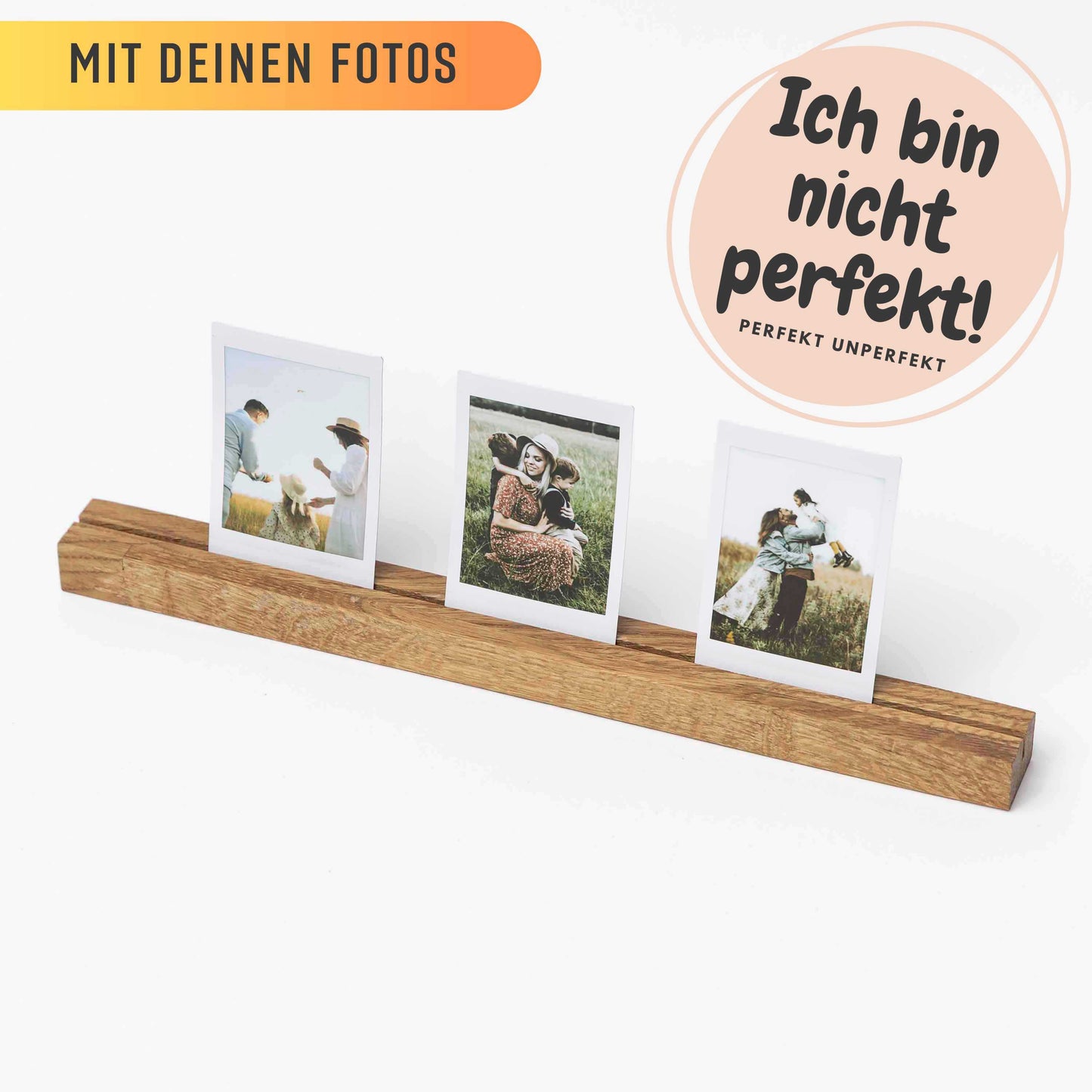 Fotohalter aus Eichenholz, 1 Reihe, 30cm, PERFEKT UNPERFEKT