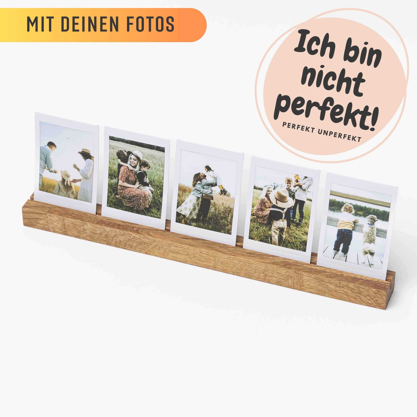 Fotohalter aus Eichenholz, 1 Reihe, 30cm, PERFEKT UNPERFEKT