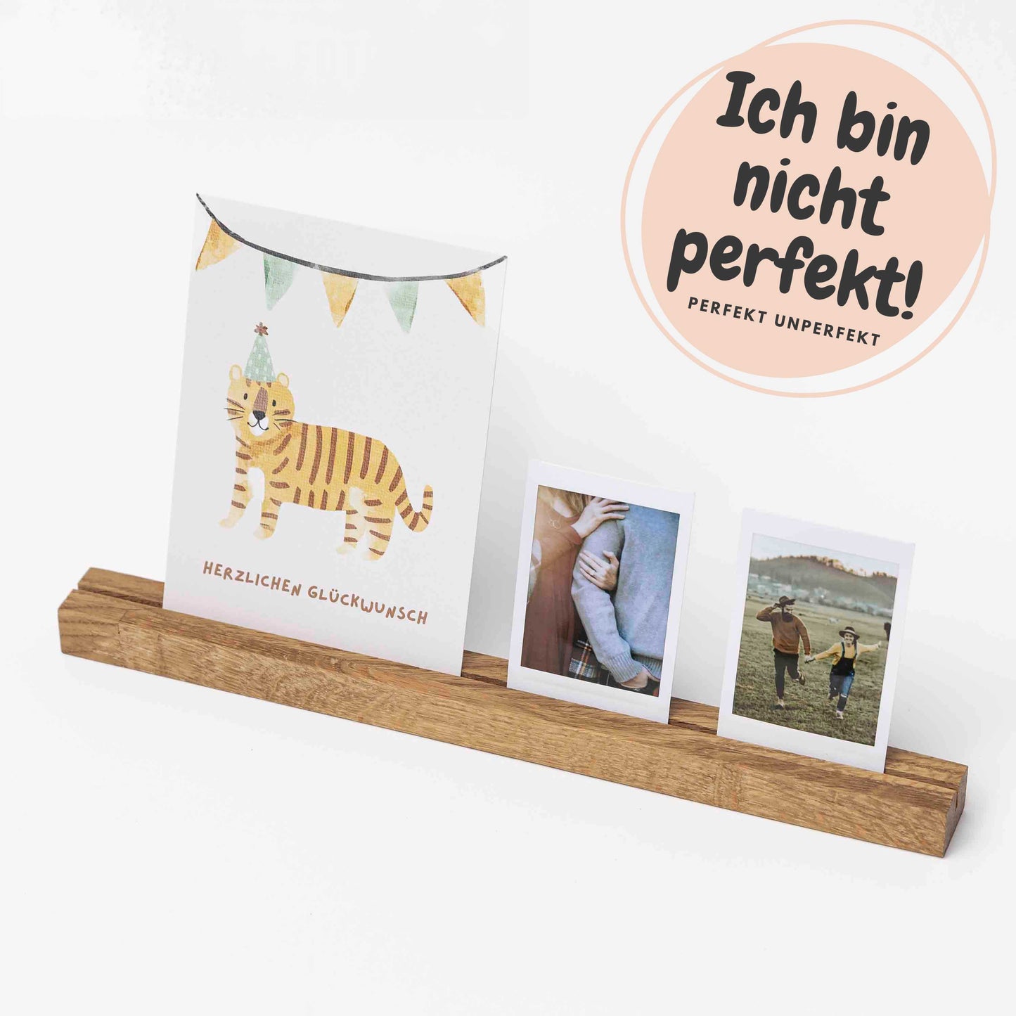 Fotohalter aus Eichenholz, 1 Reihe, 30cm, PERFEKT UNPERFEKT
