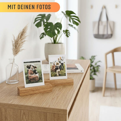 Doppelpack Fotohalter aus Eichenholz, 9cm