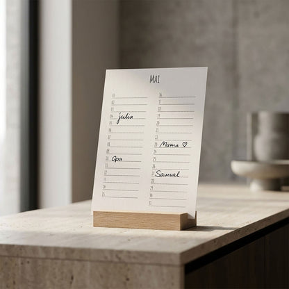 Geburtstagskalender mit Holzständer